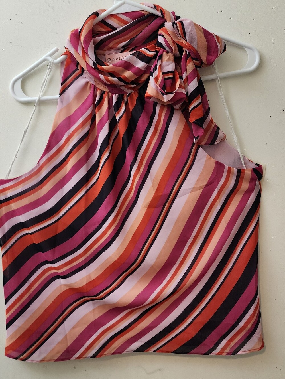 Vtg Bandolino 10P Halter Top Tie Neckline Red/Pink/Black Elegant Retro Twiggy